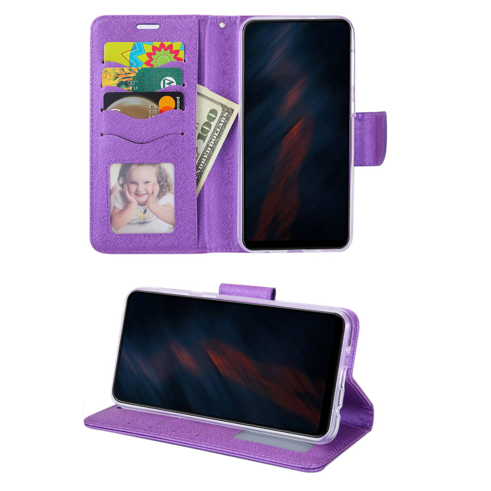 Flip PU Leather Simple Wallet Case for LG K51 (Purple)